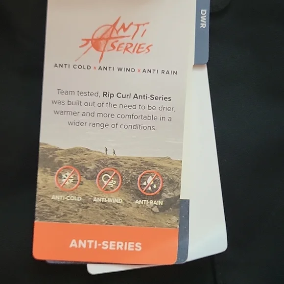 NWT Men's Med Rip Curl Jacket. "Anti-Series One Shot Jacket". Color Washed Black - Picture 7 of 10